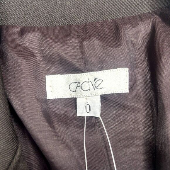 Cache Lux Brown One Button Blazer Suit Jacket Fitted Work Womens NWT - Picture 8 of 10